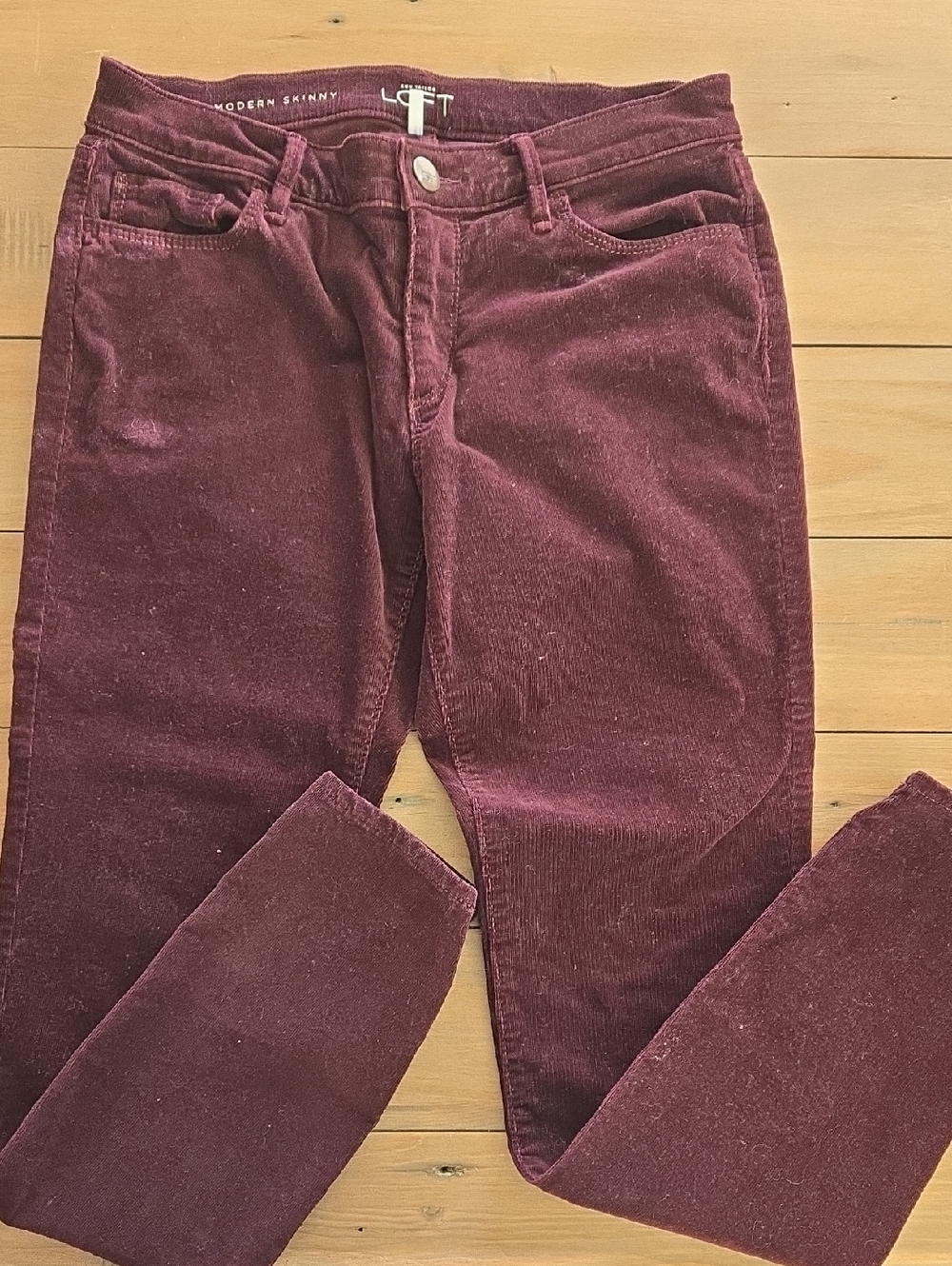 LOFT Modern Skinny Corduroy Pants - Burgundy